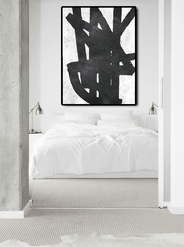 Art Work,Black And White Minimal Painting On Canvas - Modern Art Oil Painting